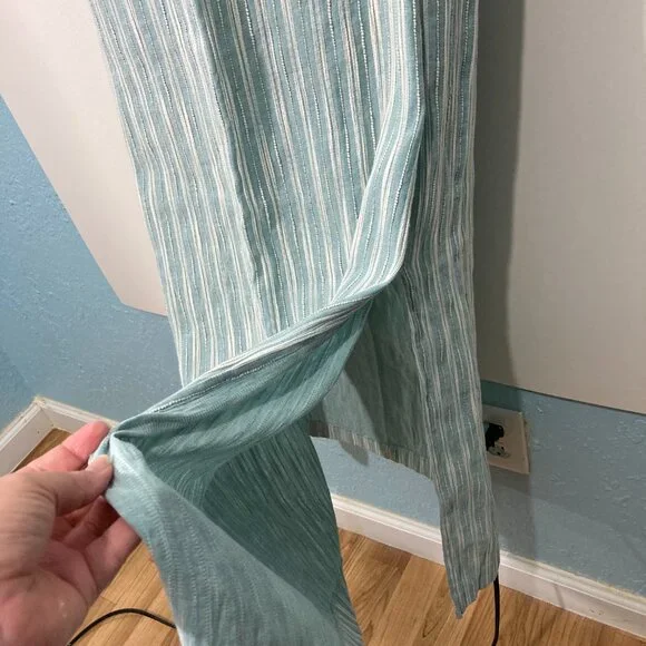 Vintage Cynthia Max Relax Linen Blend Maxi Dress Sleeveless Pocket Slit Green L - Picture 11 of 11